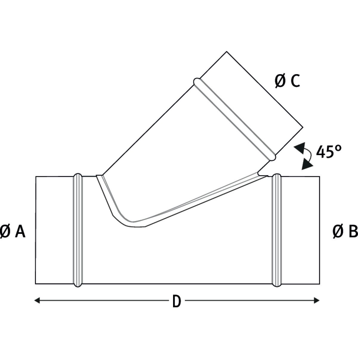 Holzkraft Abzweigstück 45° Ø 160/160/100