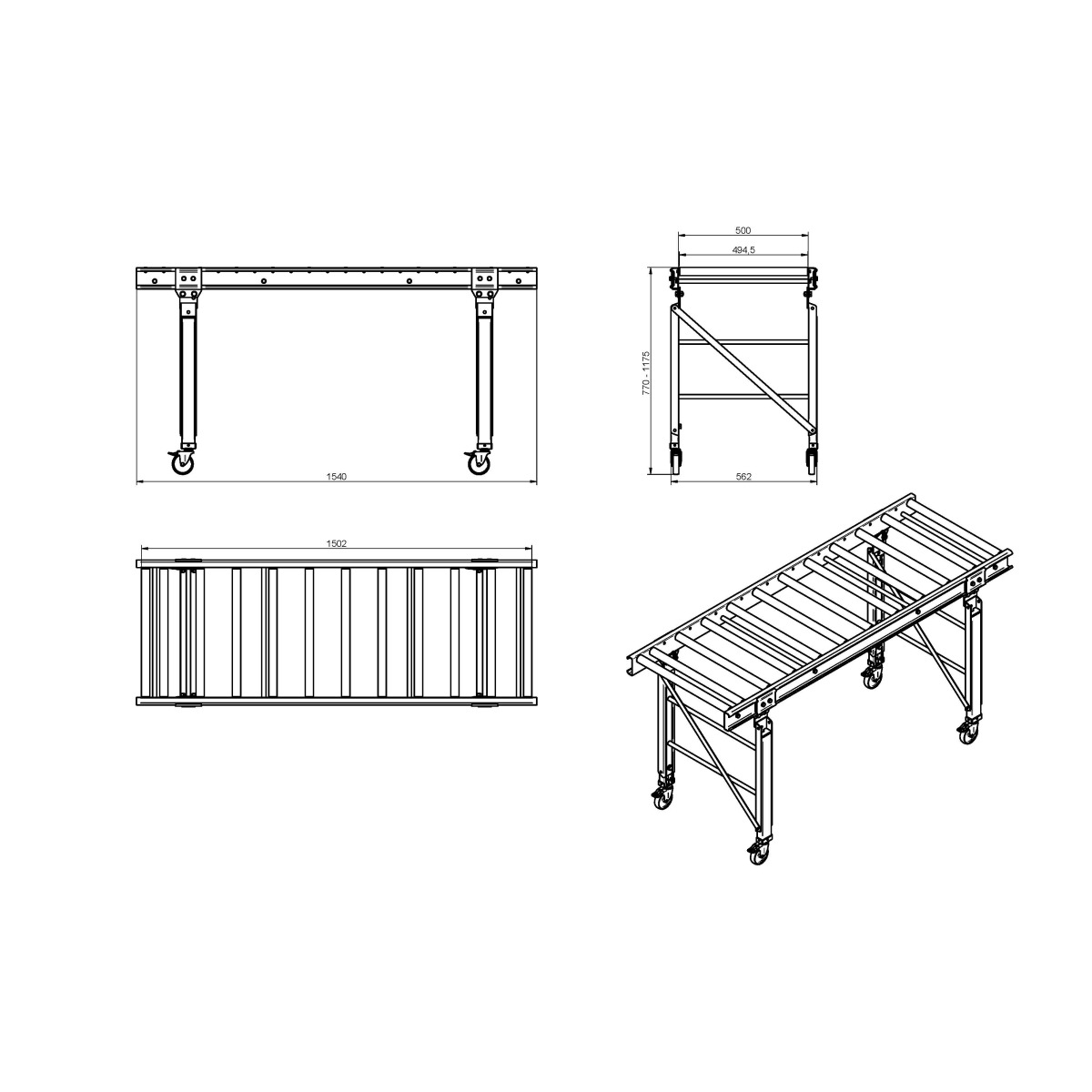 Holzkraft Rollenbahn 1500 x 500 mm