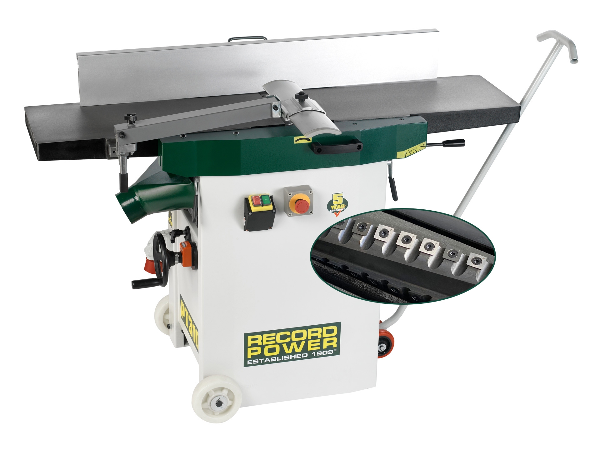 RECORD POWER Abricht-Dickenhobelmaschine PT310-HB mit Spiralmesser-Hobelwelle