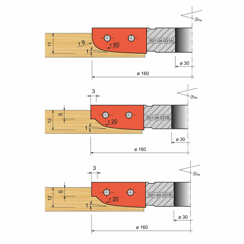 HW - Wendeplatte Profil C | für Abplattfräser 501-04-031 |