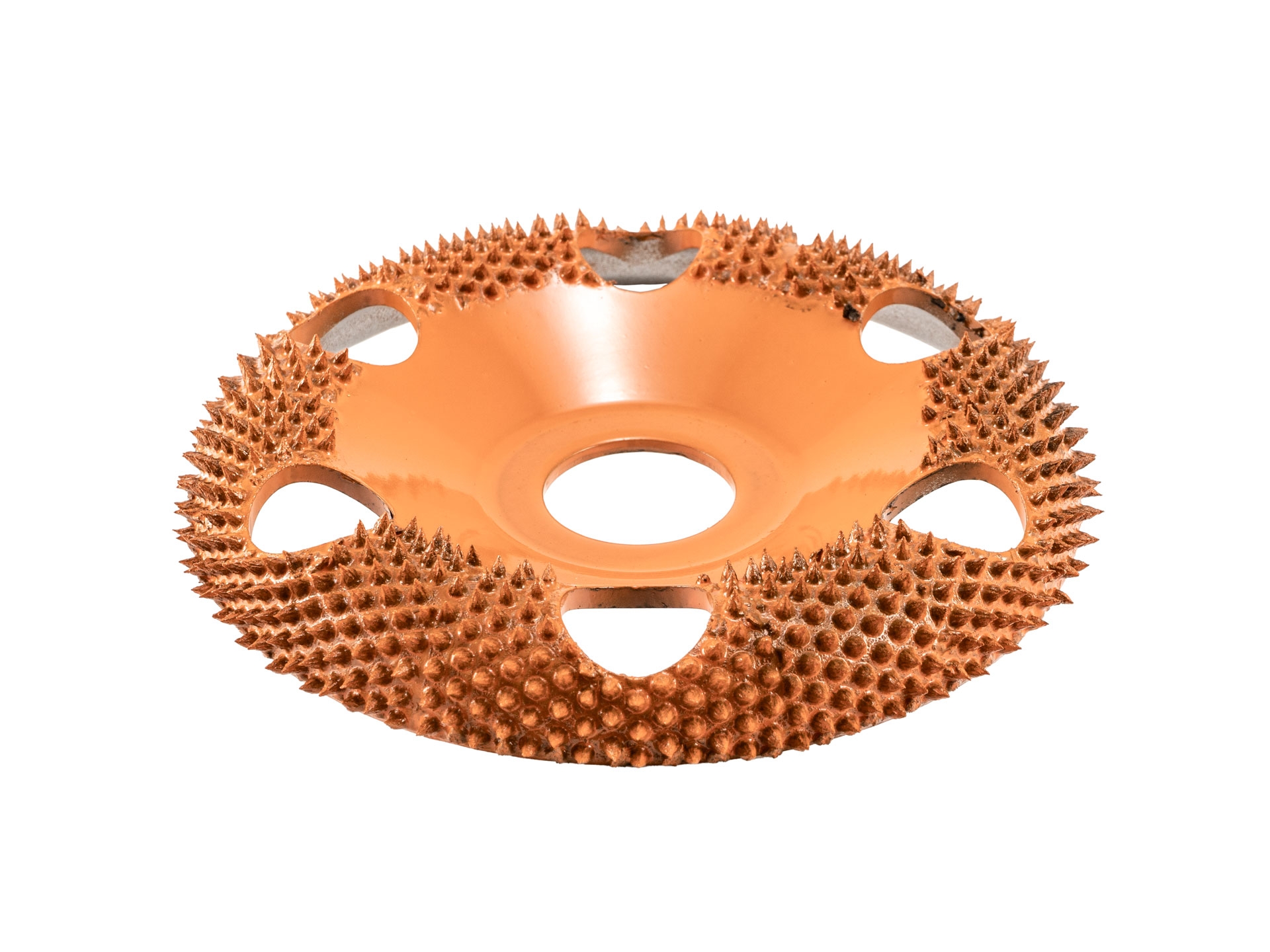 SABURRTOOTH 100 mm Frässcheibe, gewölbt, gelocht, sehr grob/orange