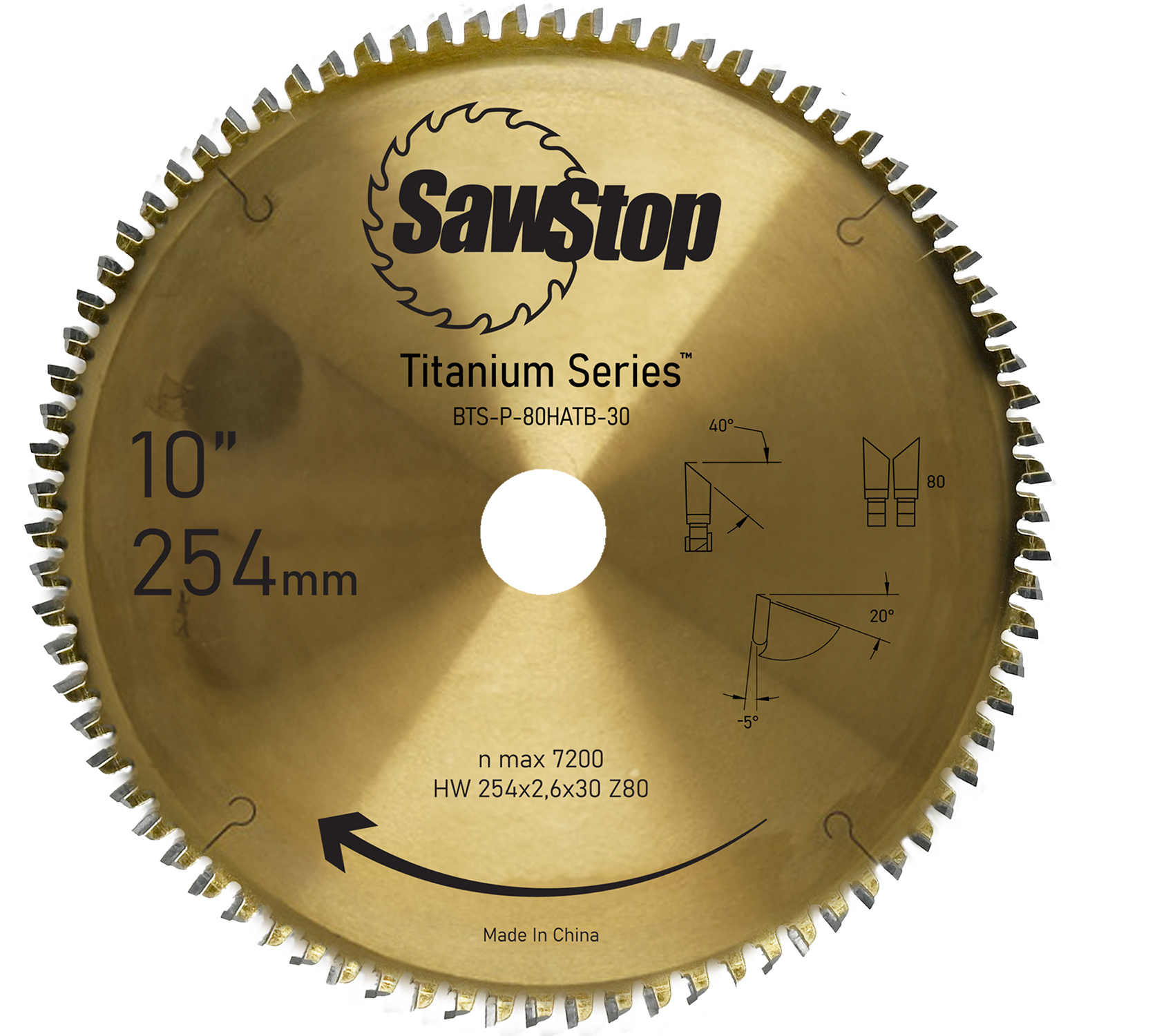 SawStop 80 Zahn Sägeblatt Titanium