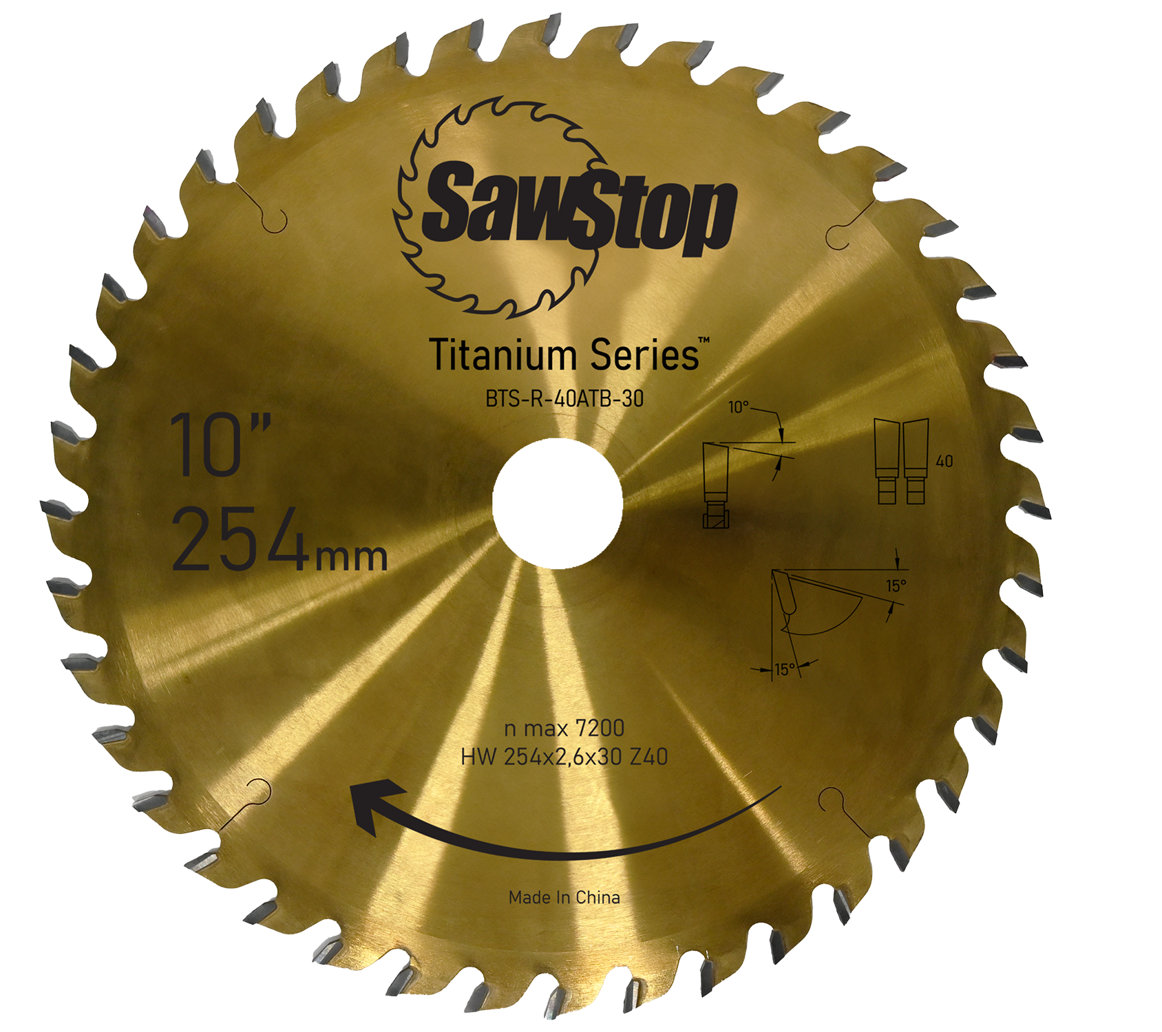 SawStop 40 Zahn Sägeblatt Titanium