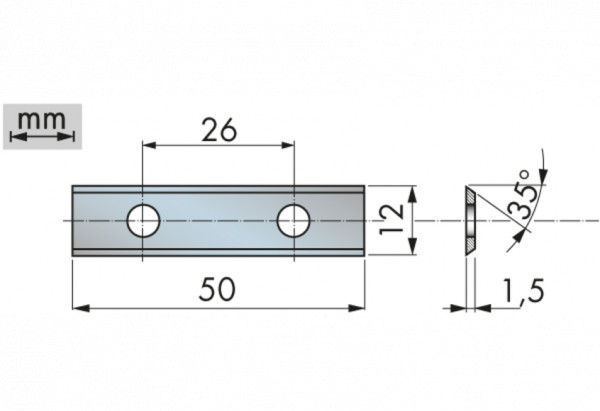 HM-Wendeplatte für Hartholz B= 50x12x1.5 mm