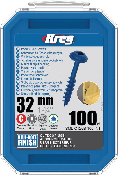 KREG® Pocket-Hole Schrauben 32 mm, Blue-Kote, Grobgewinde VE=100 Stück