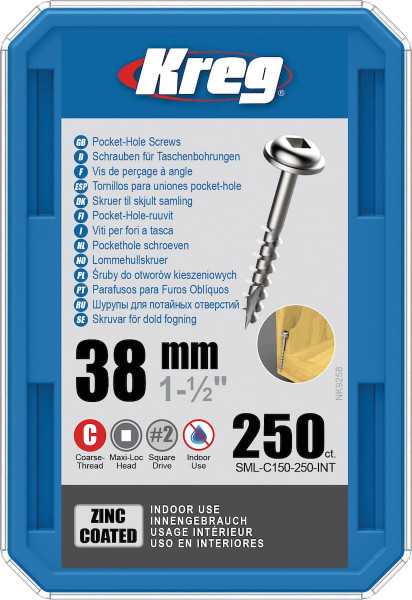 KREG® Pocket-Hole Schrauben 38 mm, Grobgewinde VE=250 Stück